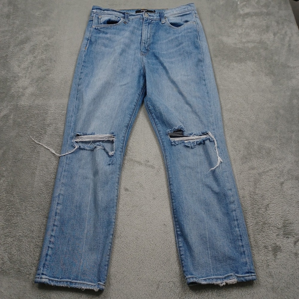 Hudson Jeans Womens 30 Blue Denim Holly Straight Distressed Light Wash